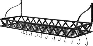 36-In Wall Mounted Black Metal Kitchen Floating Pot Shelf, Cookware Storage Rack | eBay