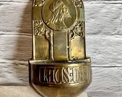 Antique Brass Holy Water Font: Wall-mounted IHS DEO ...
