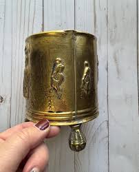 Vintage English Repoussé Claw Footed Brass Embossed Colonial ...