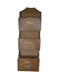 Vintage 3 Tier Wooden Wall Organizer Mail Recipes Bills Eagle | eBay