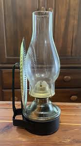Vintage Eagle Pat Pending Glass Oil Lamp With a Ribbed Tin ...