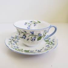 Vintage Shelley Harebell Teacup and Saucer Set: Blue Floral ...