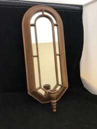 Home Interiors Mirror Wall Candle Sconce Arched Top Wood ...