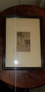 VINTAGE WALLACE NUTTING PRINT woman knitting by fireplace 5 3/8"x9.5" framed | eBay
