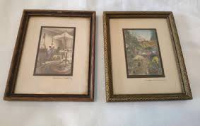 Set of 2 Vintage Wallace Nutting Mini Framed Prints Garden of Larkspur | eBay