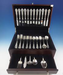 Rose Point by Wallace Sterling Silver Flatware Set For 12 ...