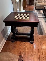 Leather Inlaid Chess/Games Table – Sell My Stuff Canada ...