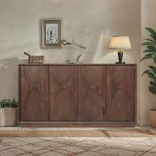 Lark Manor™ Stylish 4-Door Wooden Cabinet with Adjustable Shelves for Versatile Storage | Wayfair