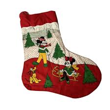 Vintage Christmas Stocking Mickey Minnie Mouse Tree Farm ...