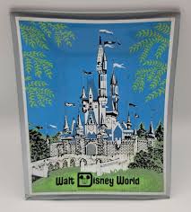 Vtg Walt Disney Cinderella Castle Fantasy Land Souvenir Glass Trinket Dish Tray | eBay