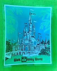 Vintage Cinderella's Castle Disney World WDW 1980s Blue Lime Green Glass Dish | eBay