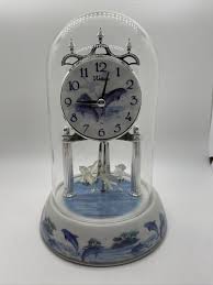 Waltham Anniversary Clock Glass Dome Porcelain Base ...