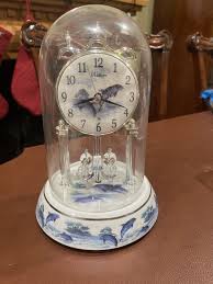 Walthan Anniversary Clock Rotating Dolphins Pendulums Tested ...