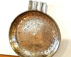 Vintage Etched Brass Ashtray - Mid Century Ornate ...