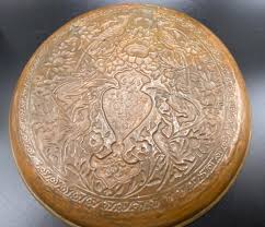 Antique Hammered dish Arts & Crafts floral birds motif ...