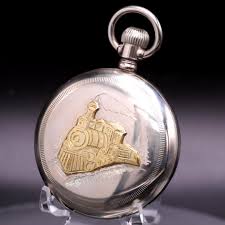 Antique Waltham P. S. Bartlett Pocket Watch with Railroad Steam Engine Case: ashlandwatches.com