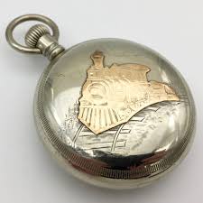 1889 Aurora Grade 26 Pocket Watch, Just Serviced, 15 Jewels, Size 18, Locomotive Case, Double-Sunk Dial and Beautifully Damaskeened Nickel Plates – Time Antiquarian
