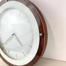 Swing Wall Clock Echo Walnut MCM Style Wood Frame | eBay
