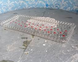 Plato Largo Para Servir De Vidrio Transparente Con Flores - Etsy