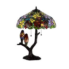 Warehouse of Tiffany 27 in. Floral Birds Multicolored Brown ...