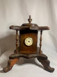 Vintage Ornate Wooden Footed Desk Clock/hygrometer. (works ...