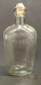 Vintage Clear Warrented Flask w/Cork 7oz | eBay