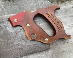 VINTAGE! Primitive 28 Inch Saw W/ Wooden Handle - Etsy