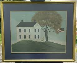 NICE GOLD FRAMED AMERICANA FOLK ART STYLE HOUSE PRINT MATTE ...