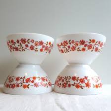 French Vintage Arcopal Milk Glass Bowls: Floral Cafe Au Lait, Set of 4 - Etsy