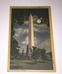Vintage Used Postcard 1952 Washington Monument by Moonlight Washington D.C. | United States - Washington DC, Postcard / HipPostcard