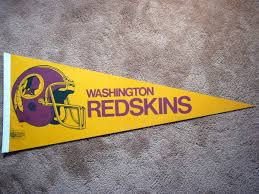VINTAGE 1980'S WASHINGTON REDSKINS NFL FOOTBALL PENNANT FLAG ...