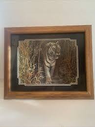 Bengal tiger matted print in Oak frame | eBay