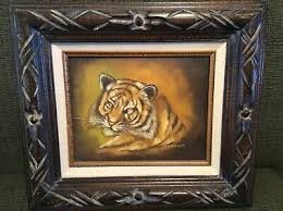 Vintage Mid Century Modern Original Painting of TIGER Framed ...