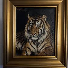 Framed Tiger Painting, Tiger Oil Painting Print on Canvas ...