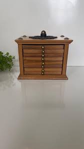 Mid Century Wooden Coaster Set: Brass Knob, Cork Coasters, Drawer Style Holder - Etsy