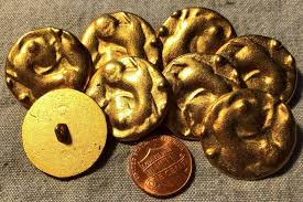 8 Brushed Gold Tone Large Heavy Shank Metal Buttons 1 1/16 ...