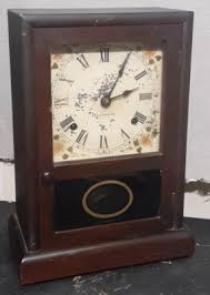 ANTIQUE Seth Thomas Mantel Clock with Door - Dark Wood Frame ...