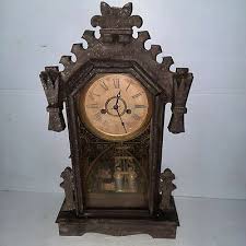 Vintage Ansonia Clock Company Atlas Strike Wood Mantle Clock ...