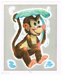 ORIGINAL VINTAGE CALENDAR PRINT LITHOGRAPHY C1950 CHILDRENS ROOM MONKEY CHIMP | eBay