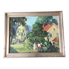1950's Bucks County Impressionist Spring Landscape Painting Contemporary Frame | Chairish