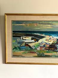 Buy Large Vintage "harbour" Swedish Original Seascape Oil ...