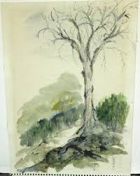 FRAN ORIGINAL WATERCOLOR TREE LANDSCAPE PAINTING | eBay