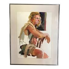 1970s Male Watercolor Portrait Painting by Labadie | Chairish