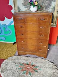 5 drawer walnut vintage highboy dresser: from 1940s ...