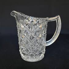 ANTIQUE Diamond Point Clear Pressed Glass 19oz Pitcher - Etsy