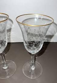 2 Vintage Etched CRYSTAL Wine Glasses, Lenox Fontaine, 1976 ...