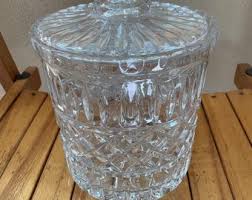 Vtg Clear Lead Crystal Glass Biscuit Jar , Tobacco Jar, Ice ...