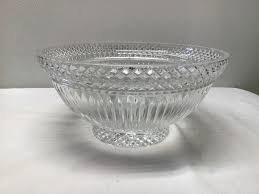 Vintage Clear Glass Very Large Serving Bowl/Center Piece Bowl-Diamond Rim & Base | eBay