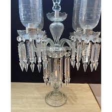 Baccarat Style, French Regency Cut-Crystal Girandole Candelabra - a Pair | Chairish