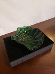 1 Emerald Green Glass Clam Shell Dish Vintage | eBay